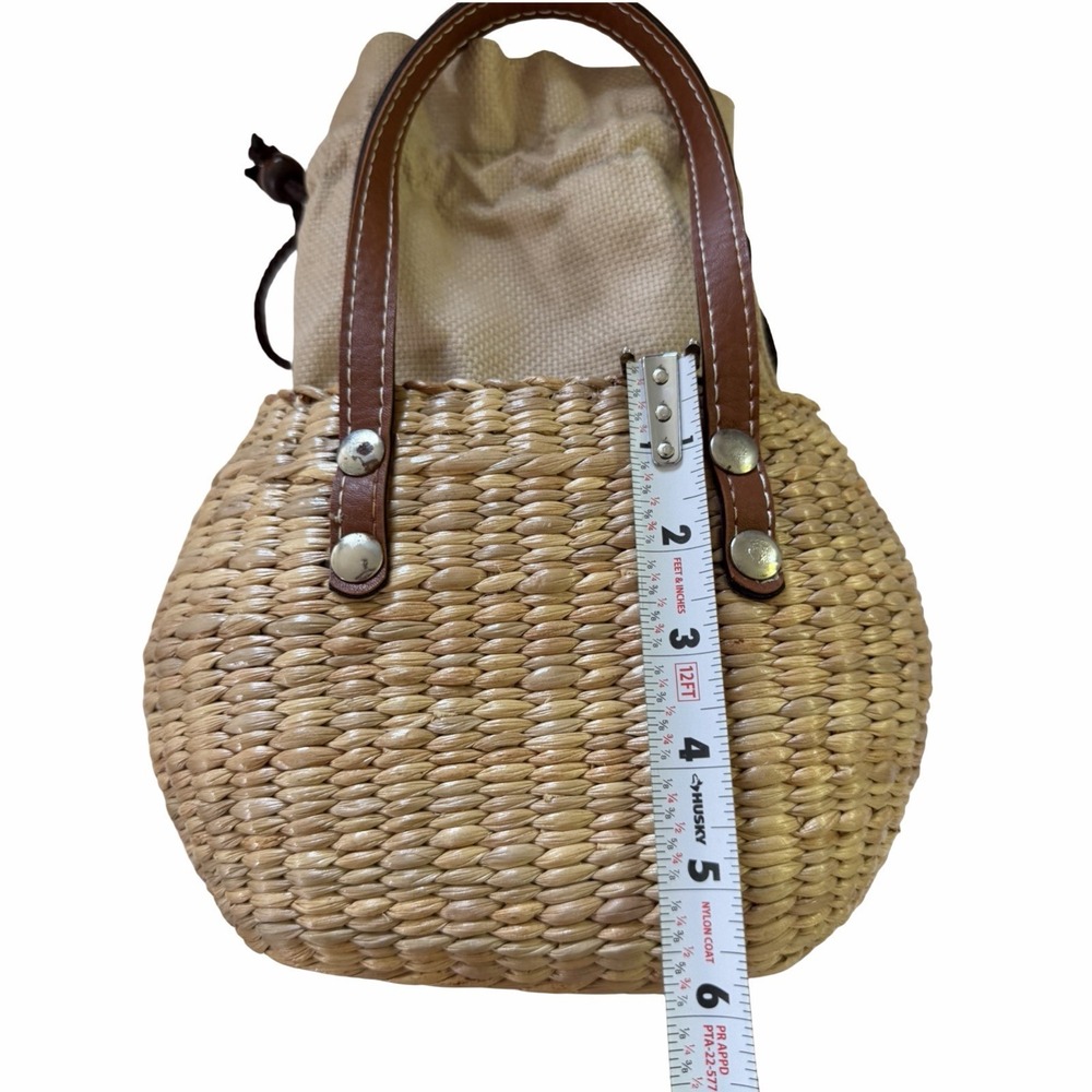 Sea and Grass Mini Straw Hyacinth Woven Tote Basket Small Mini Handbag Brown - Picture 13 of 16